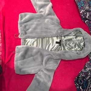 silky fur cropped jacket